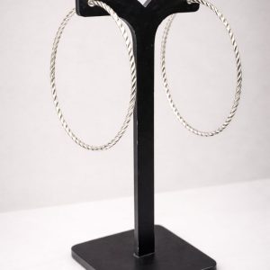 Brinco Argola Torcida em Prata 925 5cm de altura e 5cm de comprimento – Elegante, Leve e Brilho Intenso