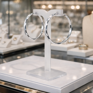 Brinco de Argola Prata 925 Fio Chanfrado 3,5cm Clássico Elegante