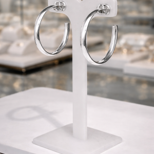Brinco de argola de prata 925, com tarraxa , com 3,0cm de altura e 2,3mm de largura